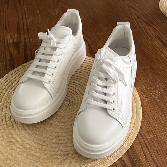 Zara leather Chunky Platform White Sneakers Size EU 42 - Picture 2 of 9